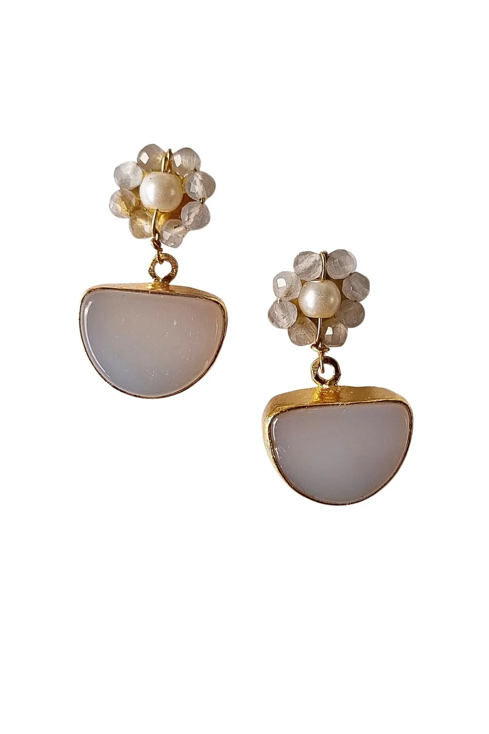 ZODA NOELANI NATURAL STONE EARRINGS WHITE